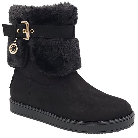 G by Guess Women Adlea Faux Fur Cuff Winter Booties Size US 5M Black Multi - Picture 1 of 6